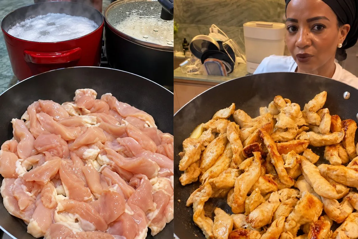 Chef orienta dourar o frango antes de adicionar sal e temperos