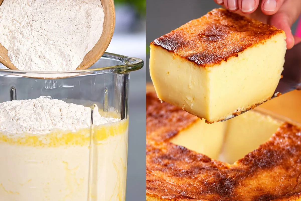 Bolo de leite ganha textura cremosa de pudim e cobertura dourada