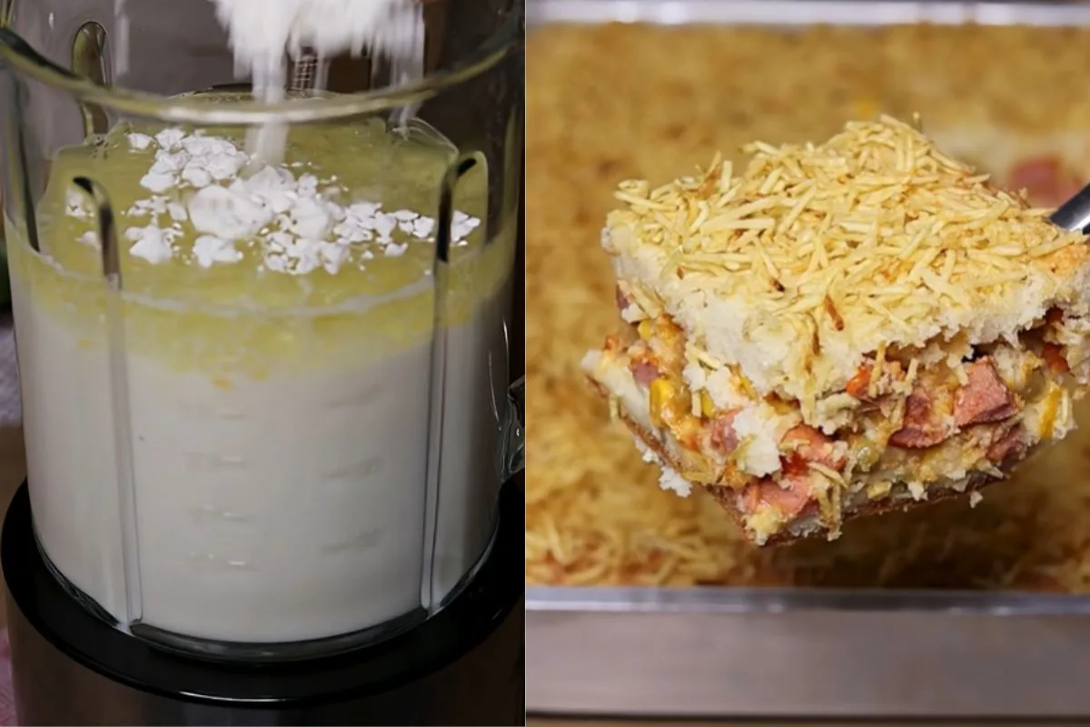Torta de cachorro-quente no liquidificador leva muçarela e milho