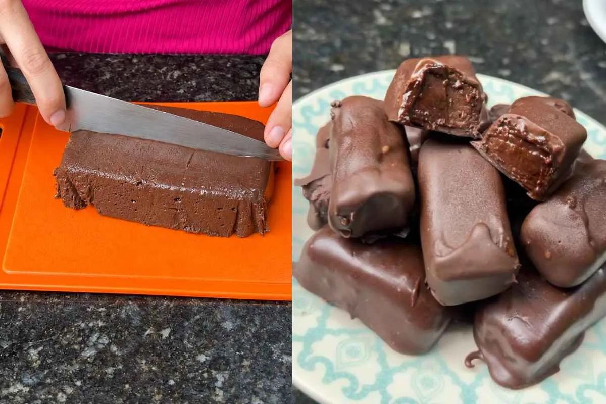Bombom de banana e chocolate fica pronto sem forno