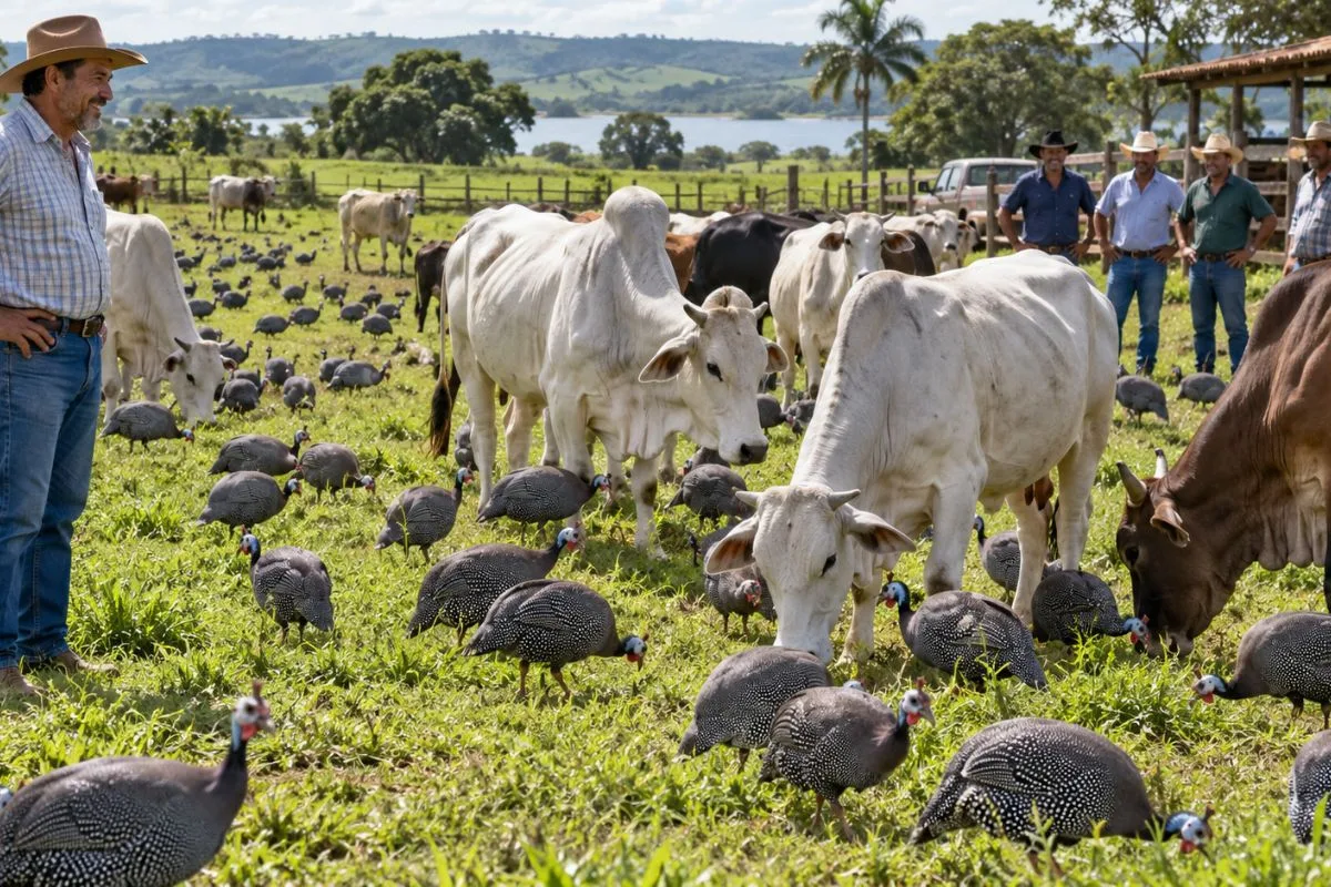 Galinhas-d’angola passam a integrar manejo de gado em propriedade de Rondônia