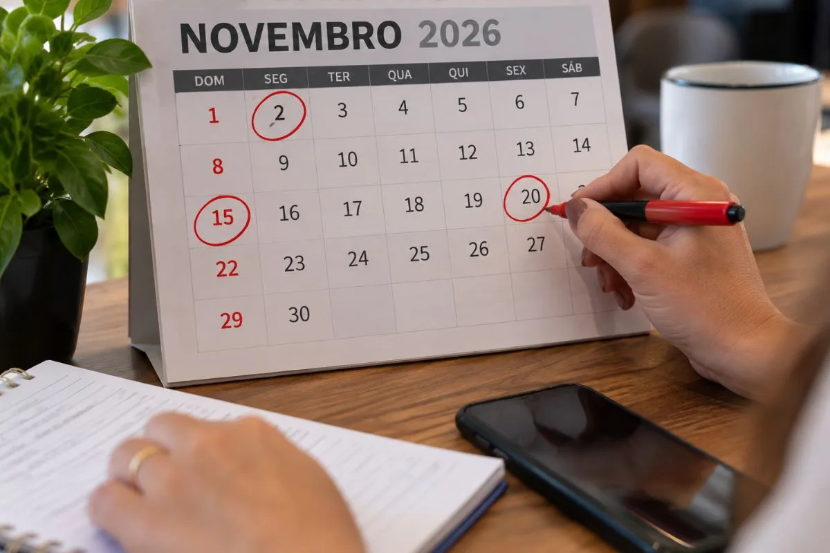 Feriados nacionais de novembro de 2026 podem render duas folgas prolongadas