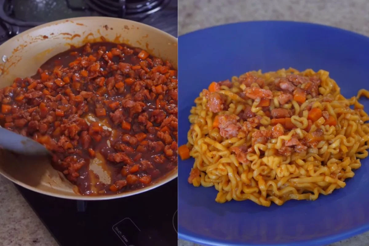 Macarrão de yakisoba com linguiça é opção prática para almoço ou jantar