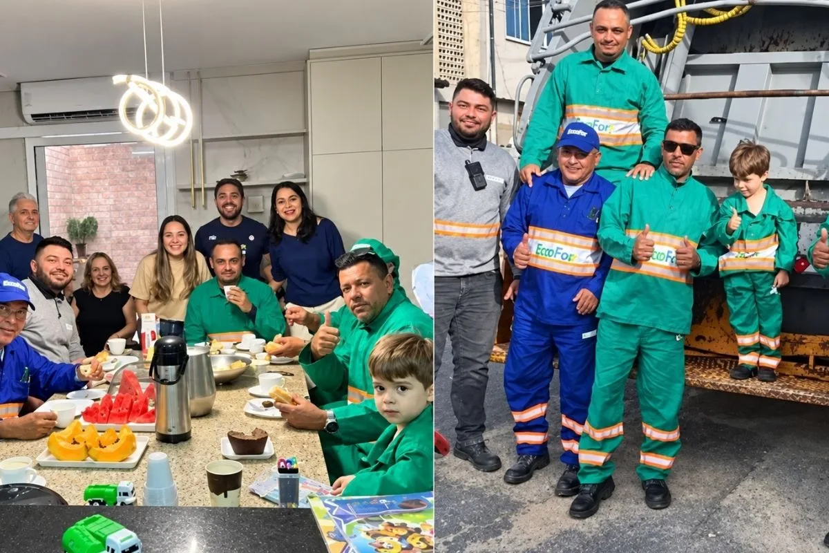 Menino de Fortaleza comemora aniversário com equipe de coleta