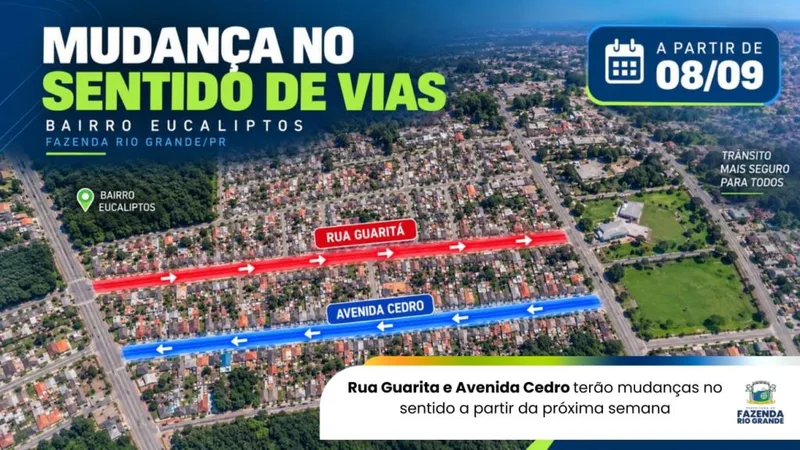 Fazenda Rio Grande muda sentido de circulação em duas vias