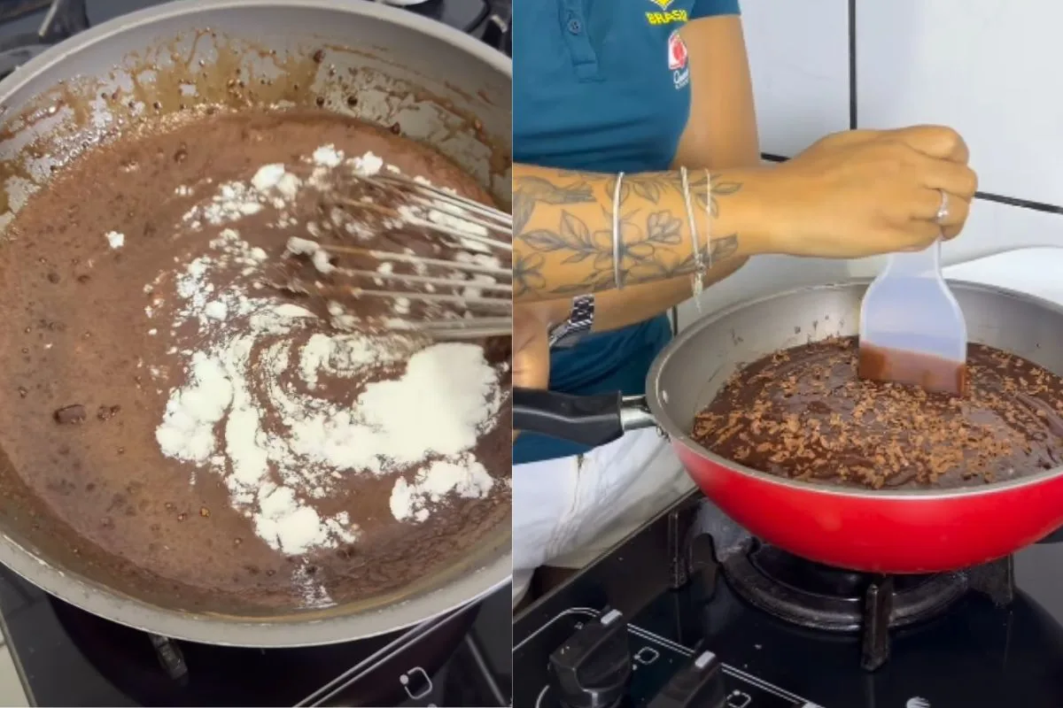 Bolo de chocolate feito na frigideira fica pronto sem usar o forno