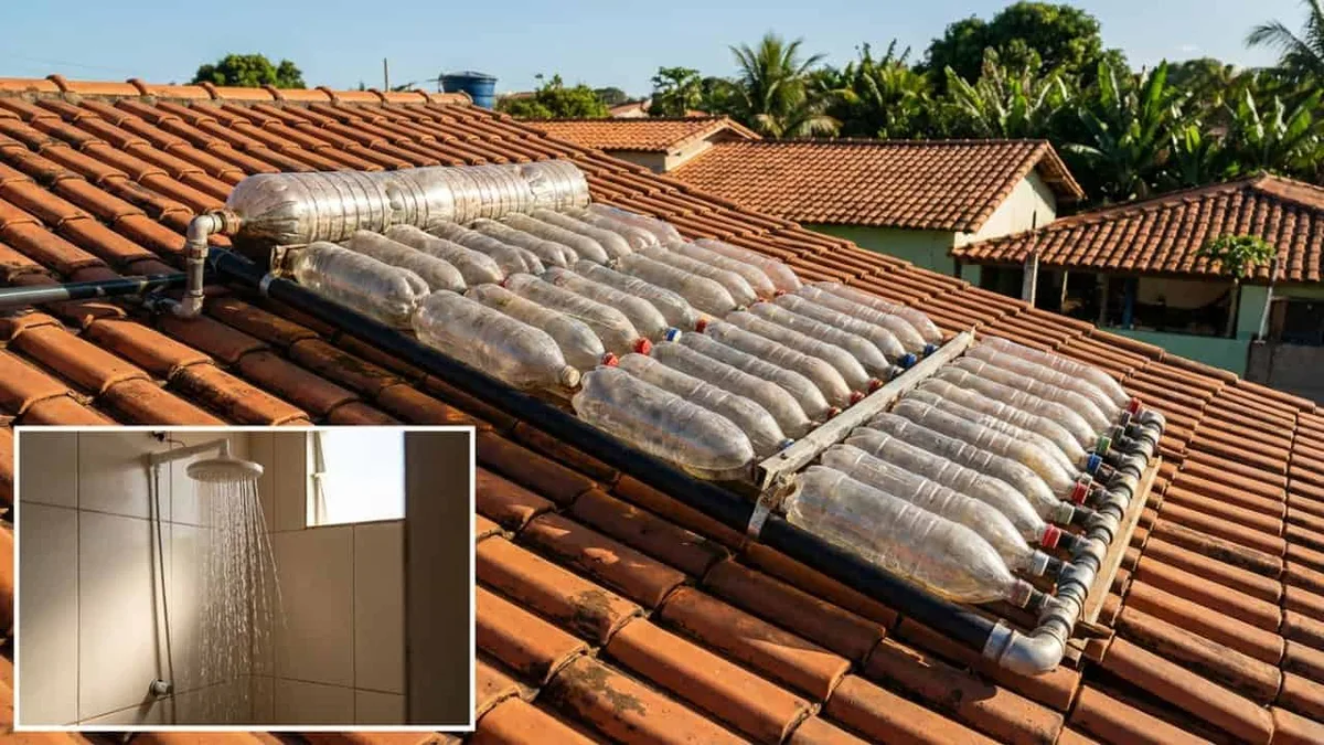 Aquecedor solar com PET e PVC esquenta água do banho sem resistência elétrica