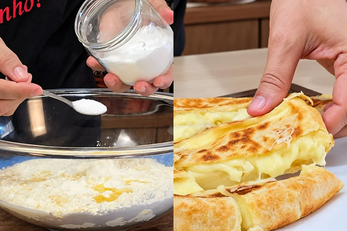 Pão de queijo com batata fica pronto na frigideira, sem forno e sem fermento
