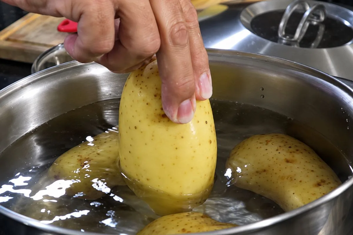 Louro e alho na água deixam a batata cozida mais aromática