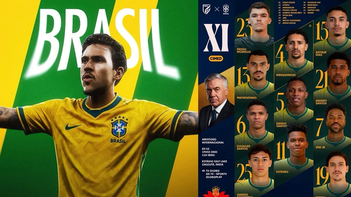 Pedro ganha espaço no ataque em amistoso do Brasil contra a Índia