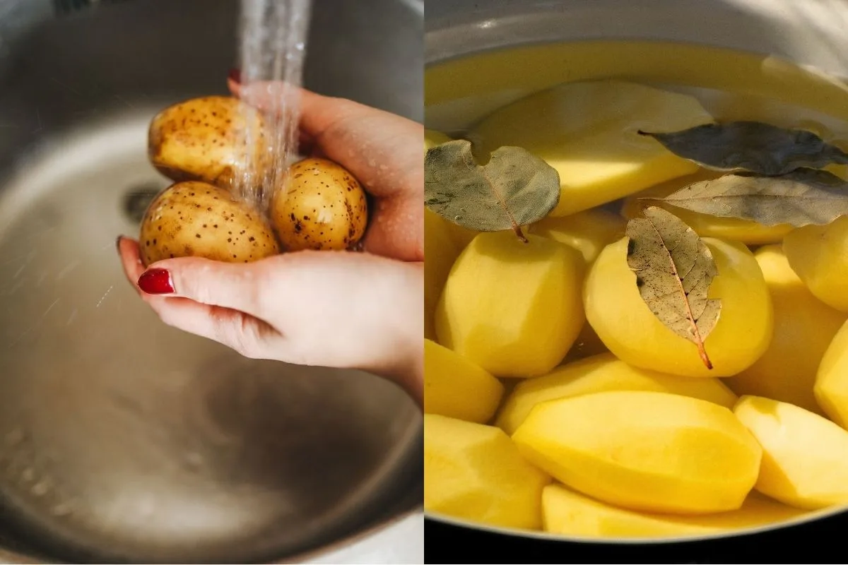 Alho inteiro e louro entram desde o início no cozimento da batata