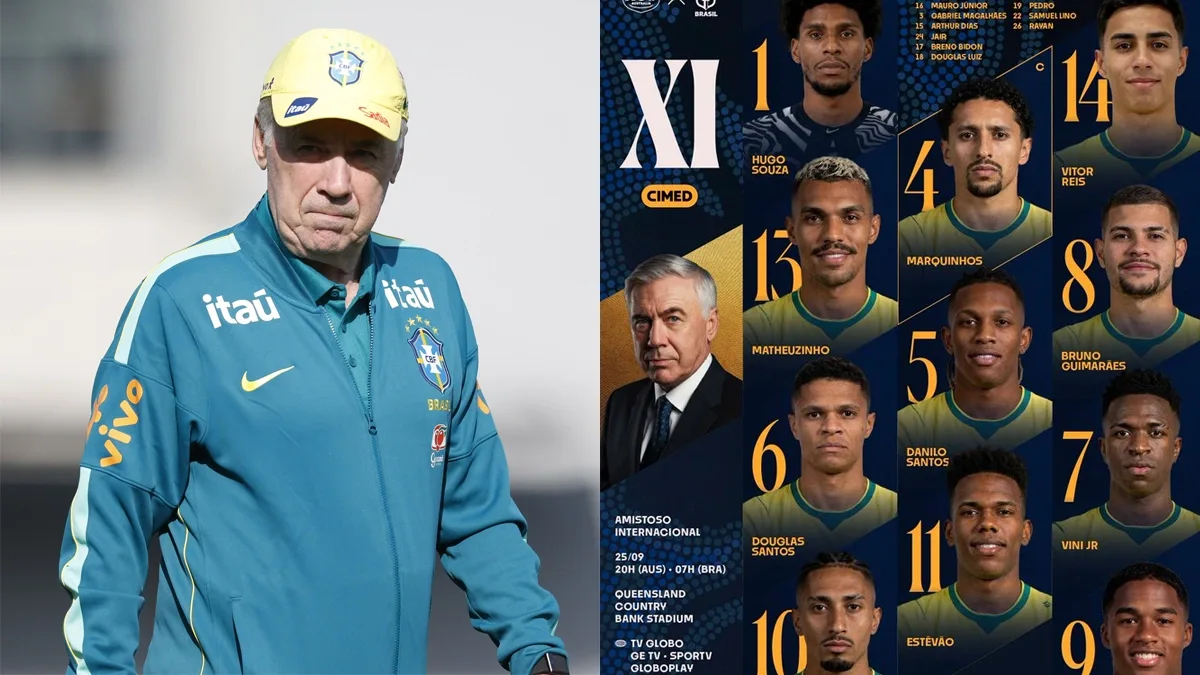Brasil terá Hugo Souza, Matheuzinho e Vinicius Jr. entre os titulares contra a Austrália