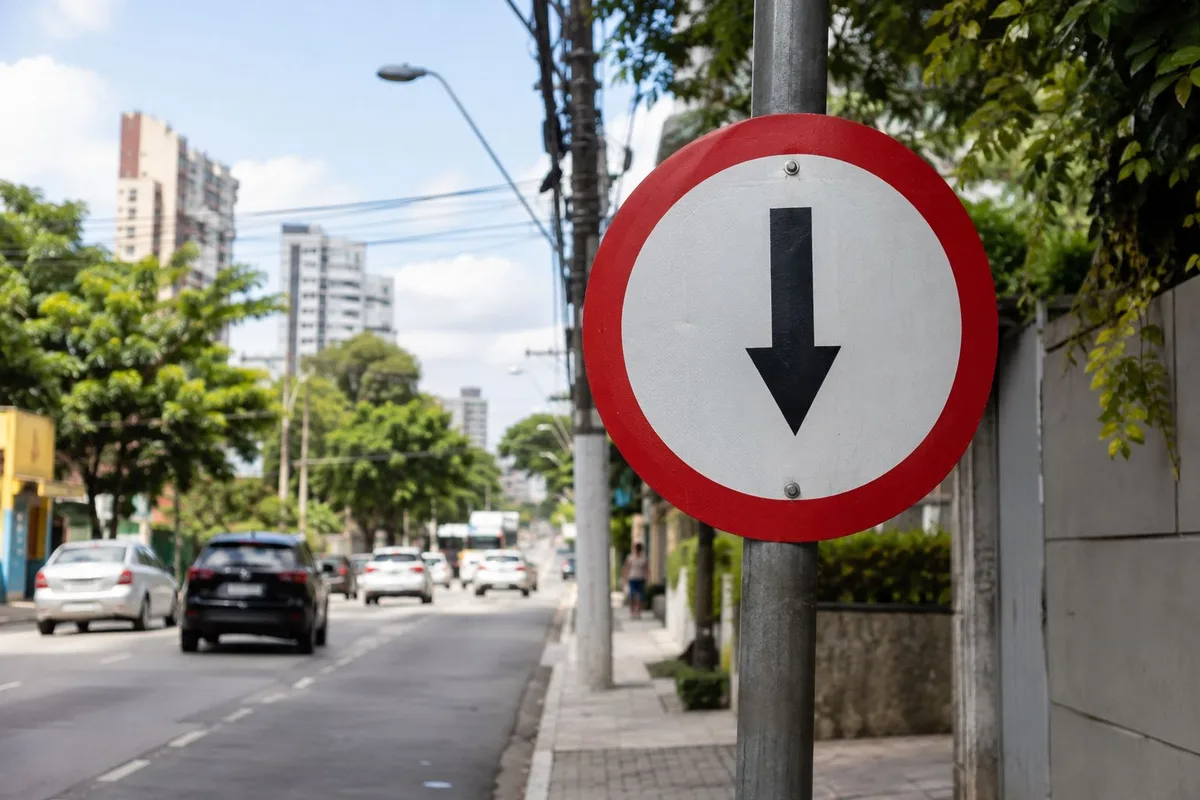 Placa R-24b obriga motorista a passar pelo lado indicado pela seta