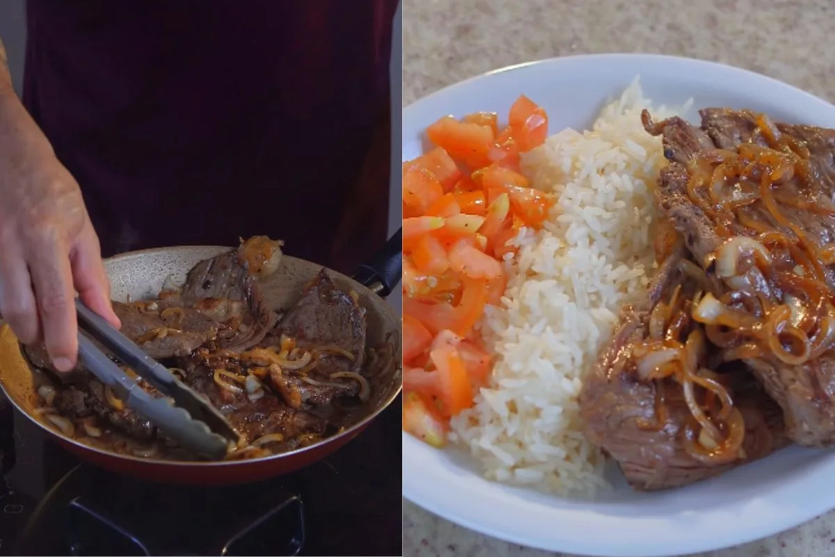 Como preparar bife acebolado macio, dourado e suculento